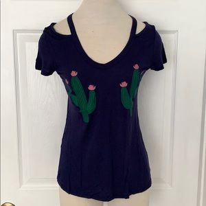 Francesca’s Cold Shoulder Cactus Shirt- XS